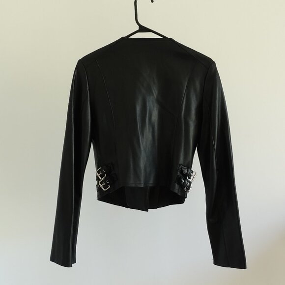 Like New Zara Faux Leather Collarless Jacket in size XS - Picture 3 of 13